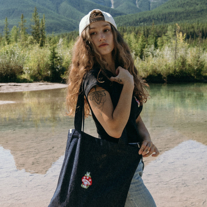 Frog Friend Denim Tote