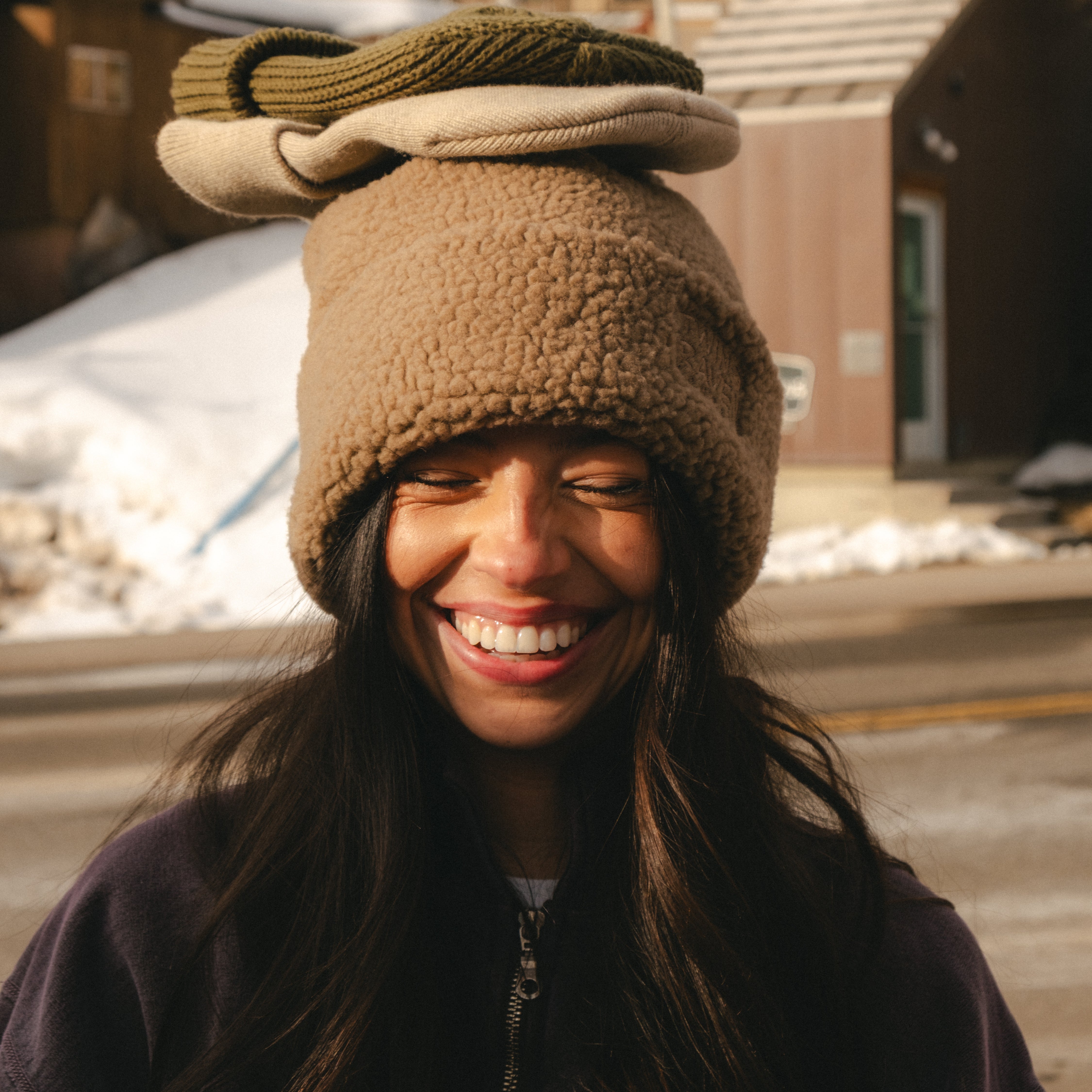 🍁Teddy Sherpa Four Point Beanie – Twin Raven Company
